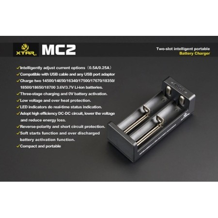 Xtar - MC2 - Chargeur de batterie USB