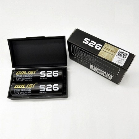 18650 - GOLISI S26 IMR 2600mAh 25A PROTECTED - 2 PEZZI - Flat top