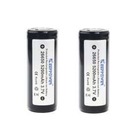 26650 - KEEPPOWER IMR 5200mAh 10A Protected - Flat Top - 2 PEZZI