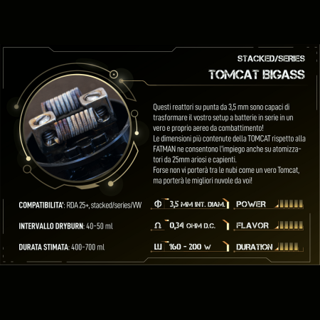 Breakill's Alien Lab - Stacked Series - TOMCAT BIGASS 0.34ohm ID 3,5mm 160-200W - 2 PEZZI