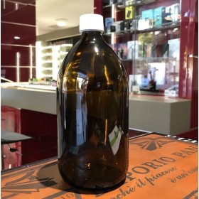FLACONE IN VETRO SCURO AMBRATO 1 litro con tappo autosigillo