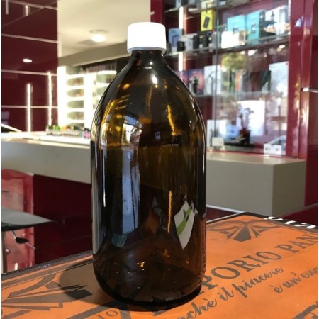 Bouteille en verre foncé AMBRE 1 litre avec bouchon auto-obturant