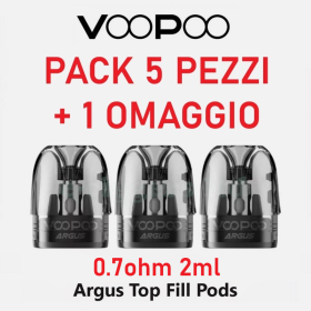 PACCO Voopoo - Argus POD DI RICAMBIO TOP FILL 0,7ohm 2ml - 3 PEZZI - PACK 5+1 OMAGGIO