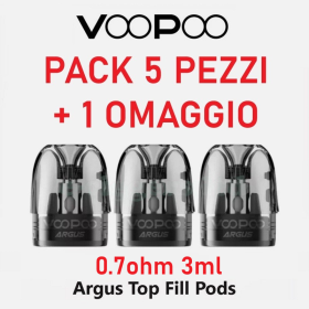 PACCO Voopoo - Argus POD DI RICAMBIO TOP FILL 0,7ohm 3ml - 3 PEZZI - PACK 5+1 OMAGGIO