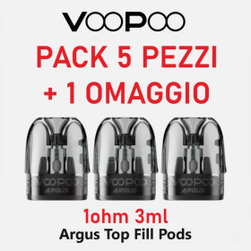 PACCO Voopoo - Argus POD DI RICAMBIO TOP FILL 1.0ohm 3ml - 3 PEZZI - PACK 5+1 OMAGGIO