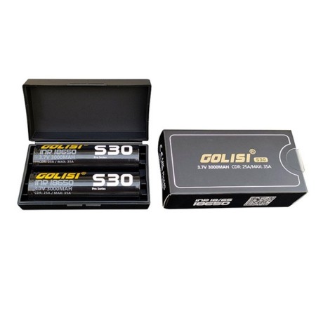 18650 - GOLISI S30 IMR 3000mAh 25A PROTECTED - 2 PEZZI - Flat top